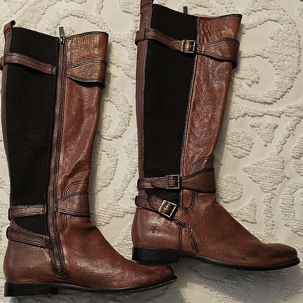 FRYE Anna Gore Tall Riding Boots Whiskey Color Size 9m Equestrian Boots